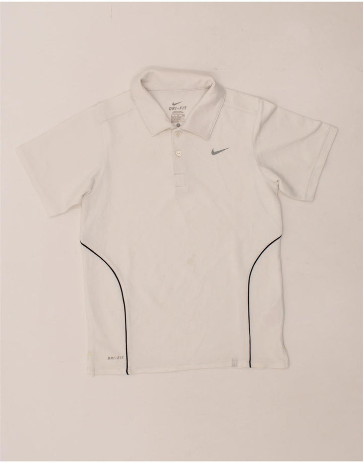 NIKE Boys Dri Fit Polo Shirt 8-9 Years Small White Polyester Vintage Nike and Second-Hand Nike from Messina Hembry 