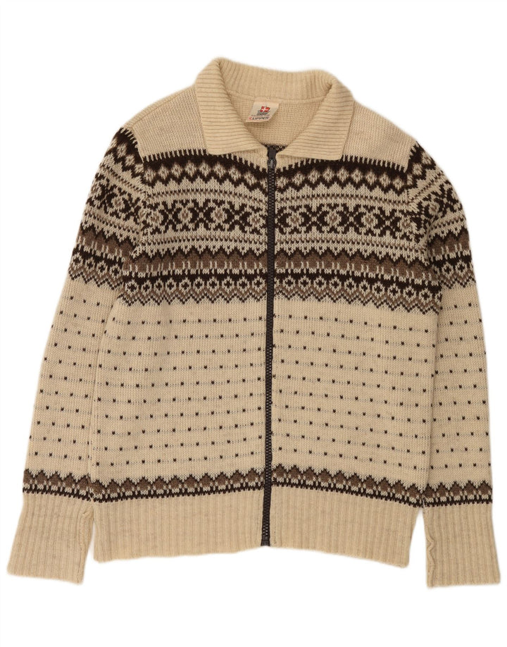 Męski sweter rozpinany Clipper IT 54 XL Off White Fair Isle Wool