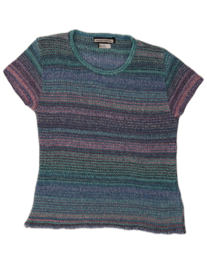 Sweter damski w stylu vintage z okrągłym dekoltem IT 42 w średnie, wielokolorowe paski