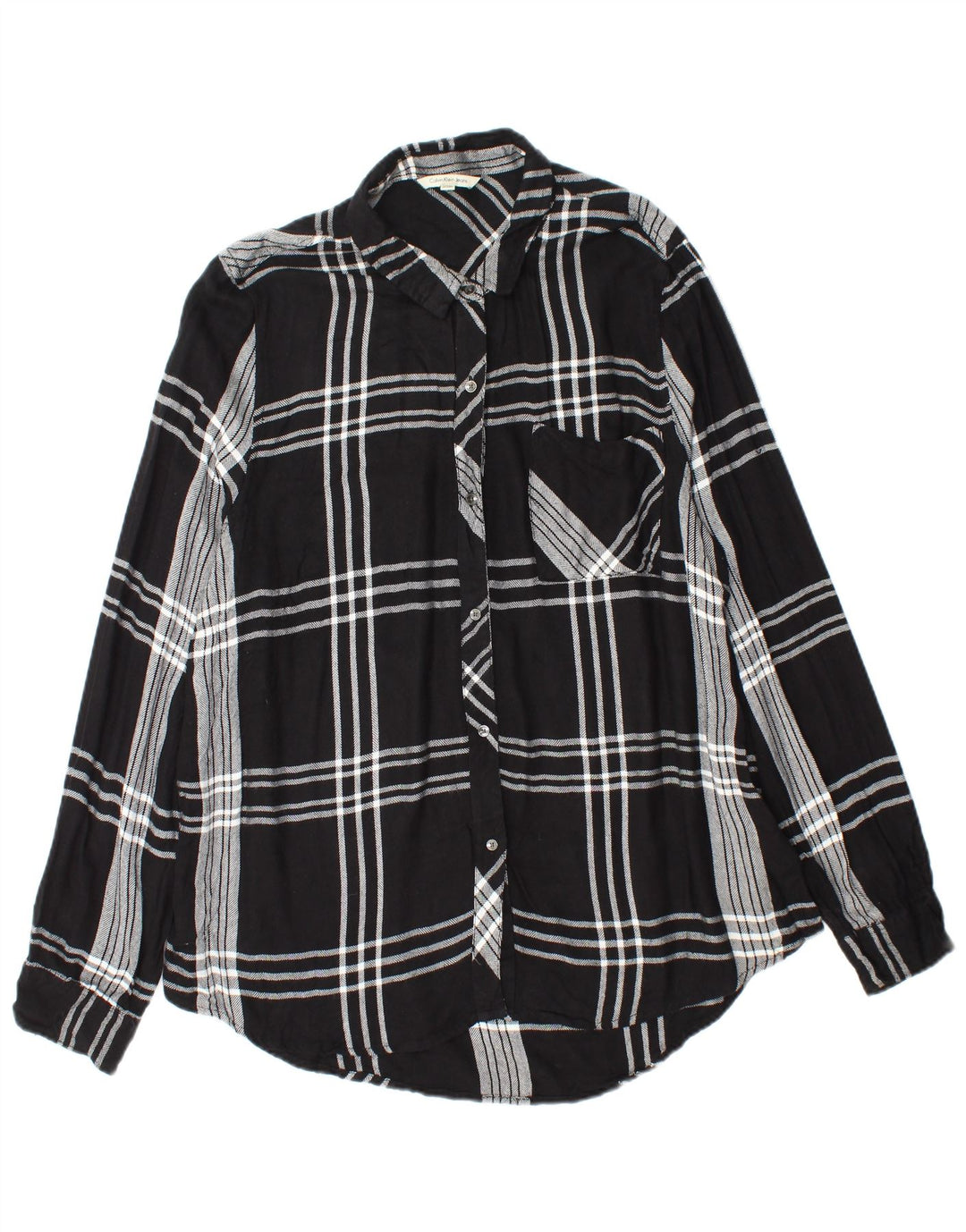 CALVIN KLEIN JEANS Damska koszula flanelowa UK 18 XL w czarną kratę ze sztucznego jedwabiu