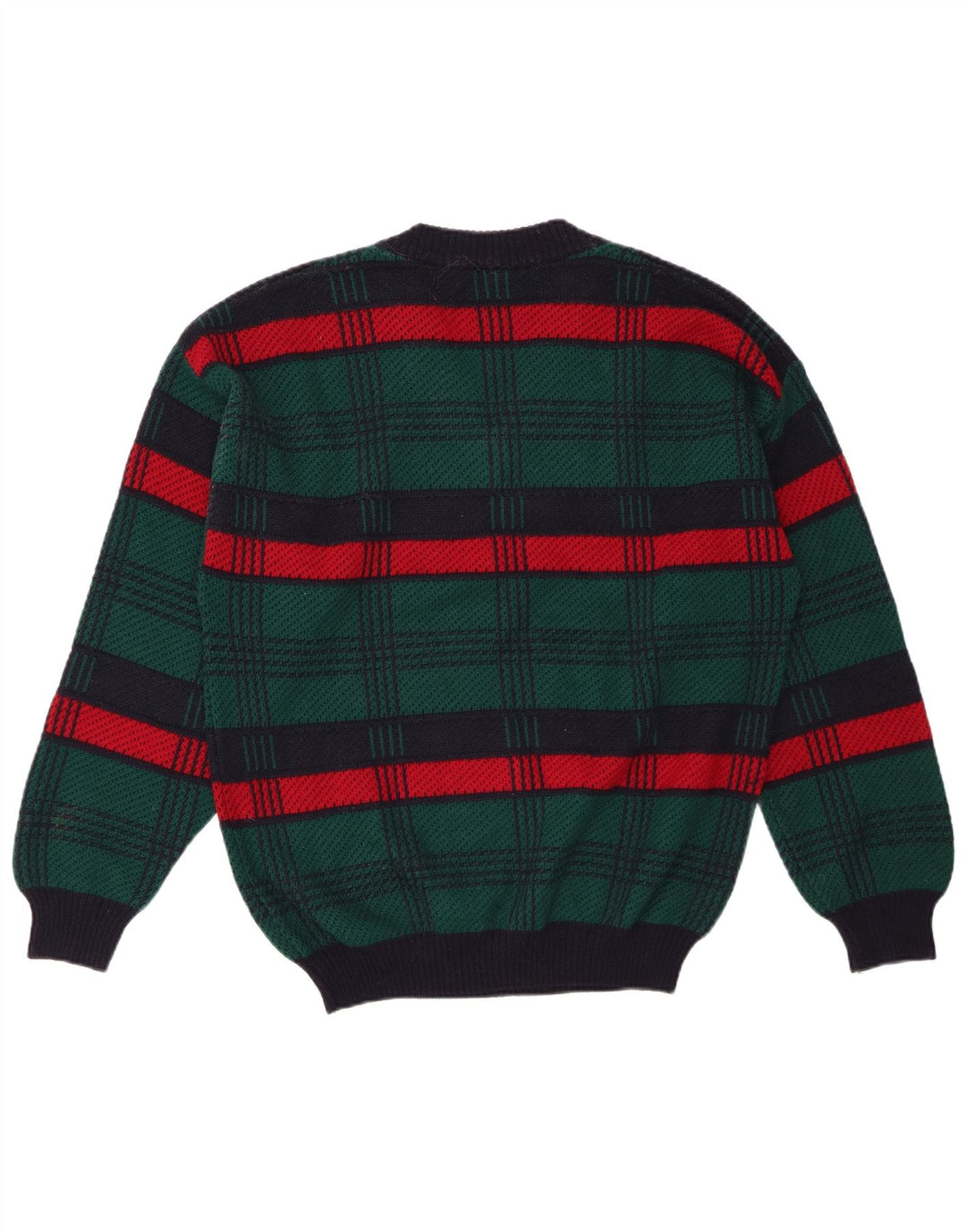VINTAGE Męski sweter z dekoltem w kształcie litery V, duży, wełniany zielony w paski