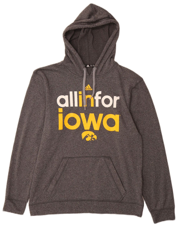 Adidas Męska bluza z kapturem Iowa Hawkeyes Graphic, mała, szara, poliestrowa