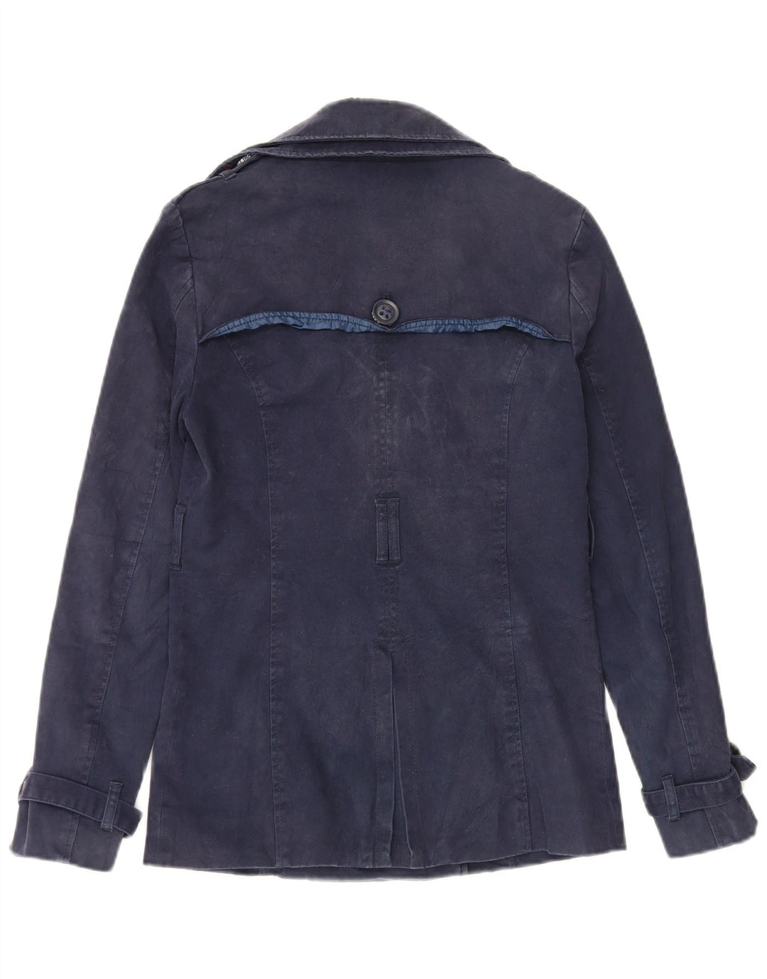 Damski płaszcz groszkowy Superdry UK 6 XS, granatowy, bawełniany