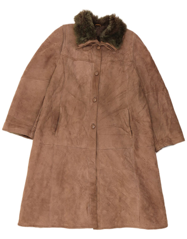 Płaszcz damski VINTAGE Shearling UK 14, duży, beżowy