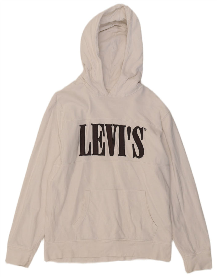 Męski sweter z kapturem Levi's z grafiką, średniej wielkości, biały, bawełniany