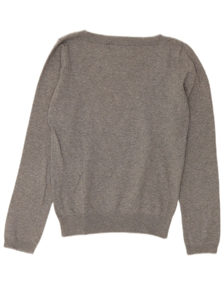 ZARA Womens Crop Boat Neck Jumper Sweater UK 12 Medium Grey