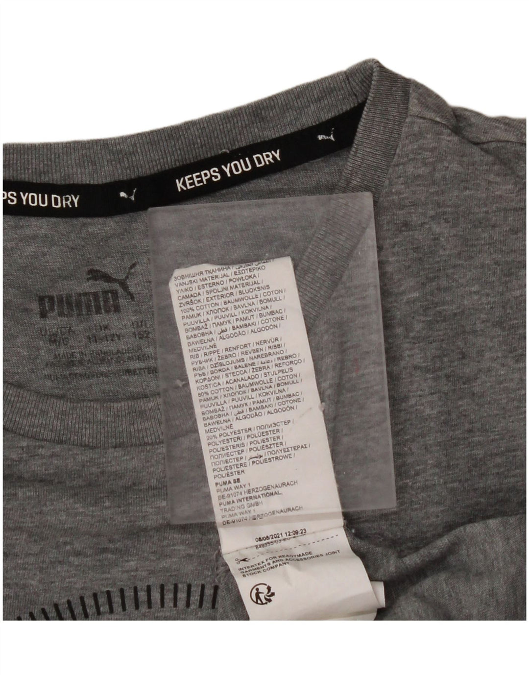 Chłopięcy T-shirt z grafiką PUMA, 11-12 lat, szara bawełna