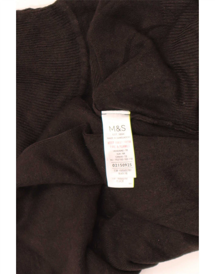 Marks & Spencer Damski sweter z golfem UK 16, duży, czarny akryl