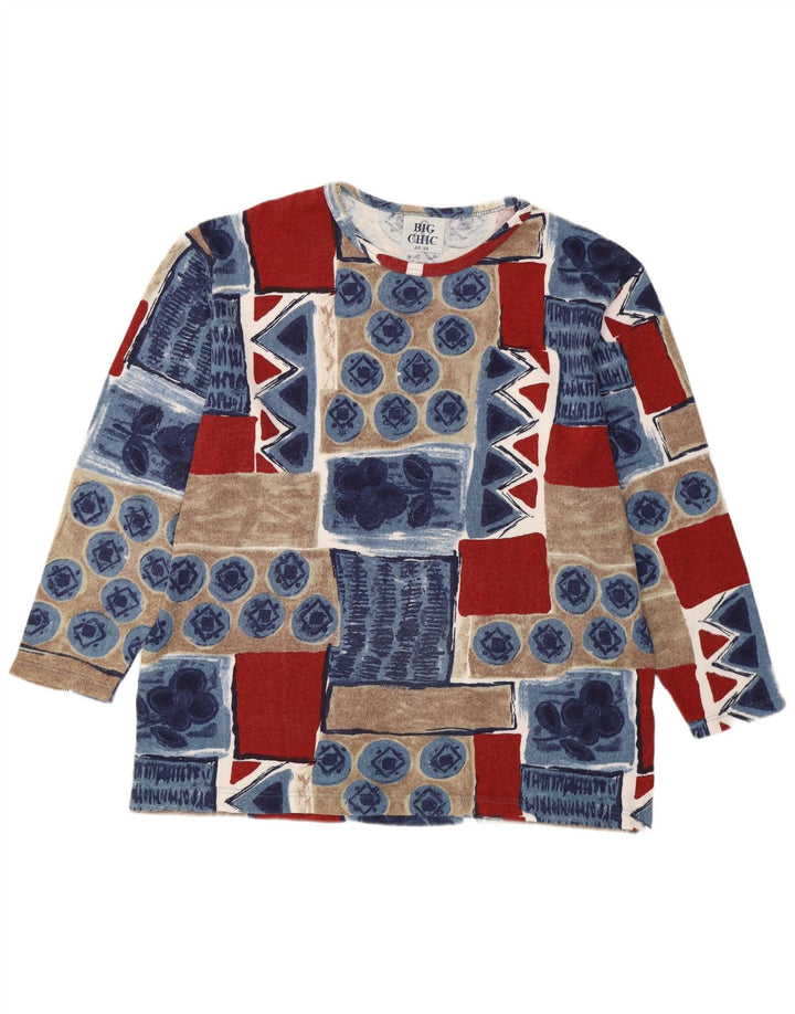 Top damski w stylu vintage z długim rękawem EU 44/46 XL, wielobarwny patchwork