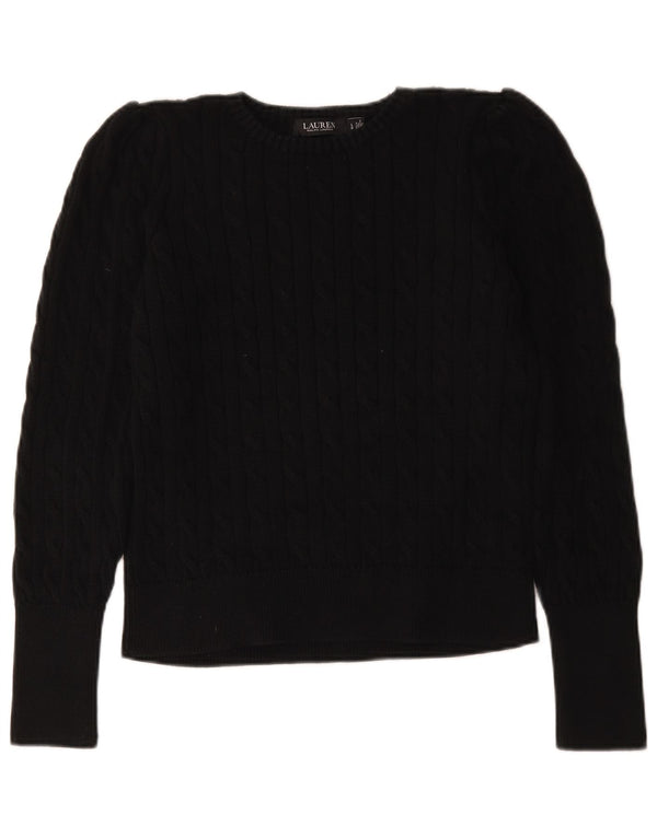 Damski sweter z okrągłym dekoltem Ralph Lauren UK 16, duży, czarny, bawełniany