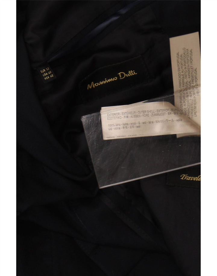 Męska marynarka zapinana na 2 guziki Massimo Dutti EU 52, duża granatowa wełna