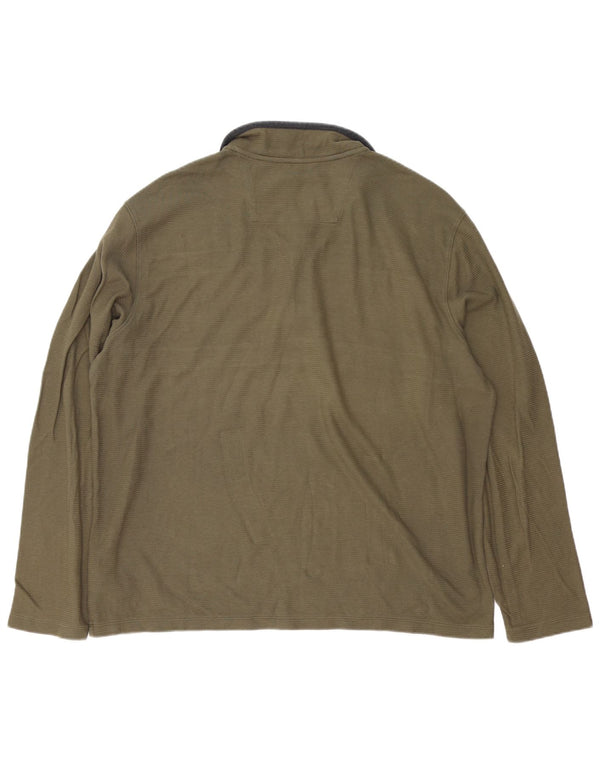 Męska koszulka zapinana na zamek Calvin Klein, długi rękaw, 2XL, bawełna w kolorze khaki