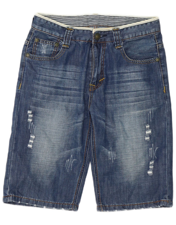 Męskie spodenki jeansowe w stylu vintage, w trudnej sytuacji W32, średnia niebieska bawełna