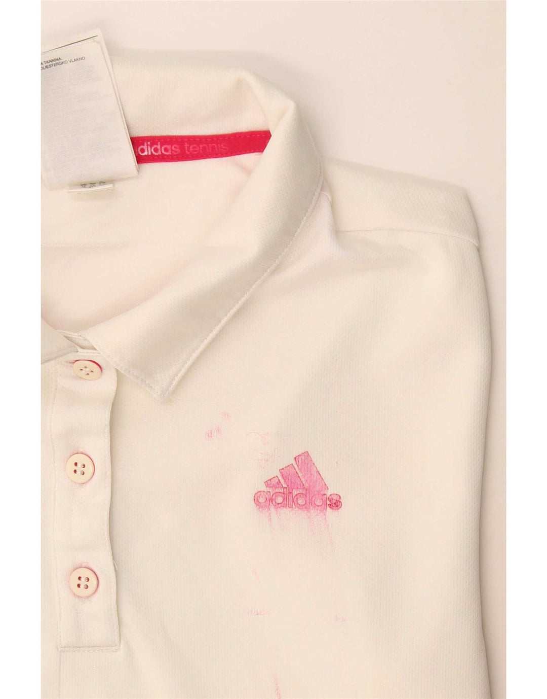 Damska koszulka polo Adidas Climalite UK 8/10, mała, biała, poliestrowa