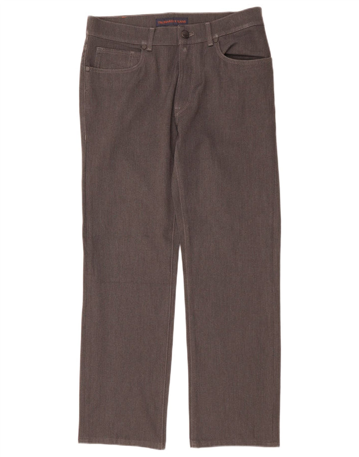 Damskie proste spodnie Trussardi W33 L29 Szary poliester