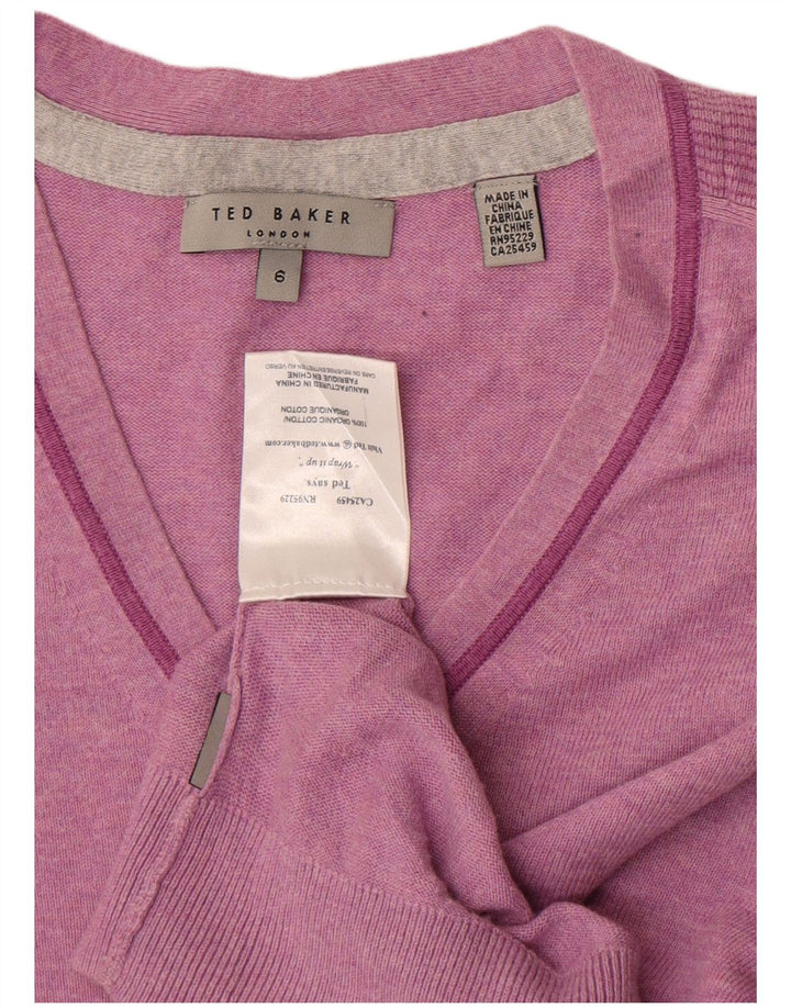 Męski sweter Ted Baker z dekoltem w kształcie litery V, rozmiar 6 2XL, różowy, bawełniany