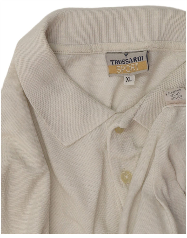 Męska koszulka polo TRUSSARDI XL, biała, bawełniana