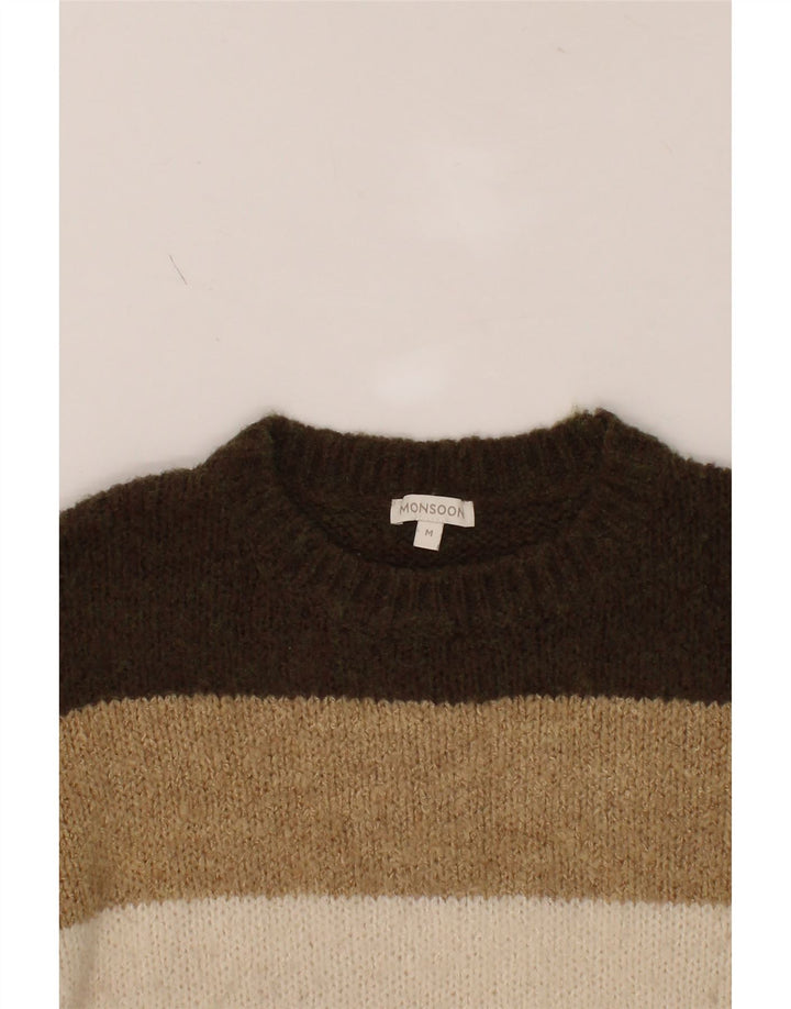 MONSOON Womens Jumper Sweater UK 14 Medium Multicoloured Striped Acrylic Vintage Monsoon and Second-Hand Monsoon from Messina Hembry 