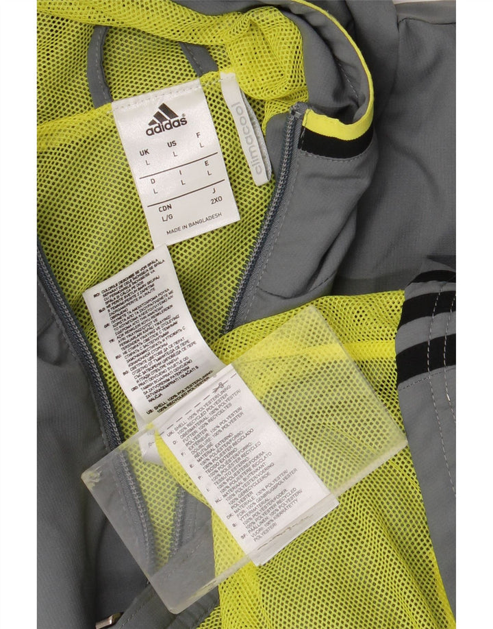 Adidas Męska kurtka przeciwdeszczowa z kapturem Climacool Graphic UK 40, duża, szary poliester