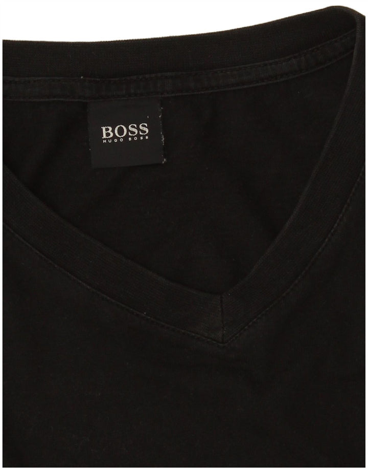 T-shirt męski HUGO BOSS, mały, czarny, bawełniany