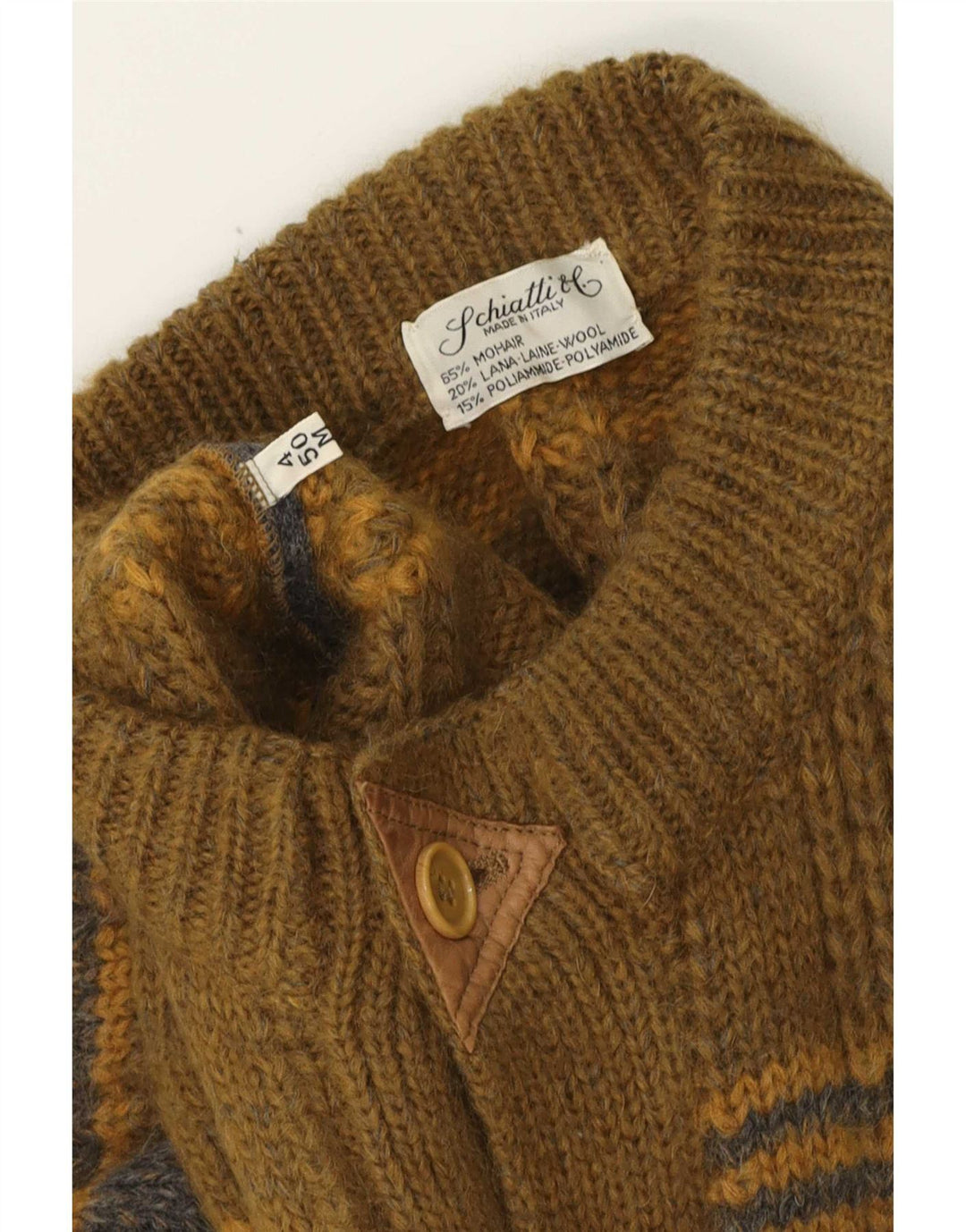 Męski sweter rozpinany Schiatti&Co, średni zielony moher w blokach kolorów