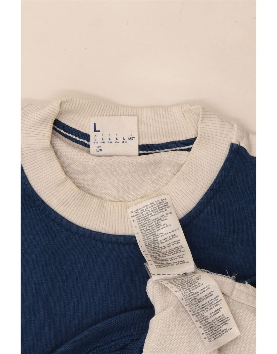 Damski sweter oversize REEBOK UK 16/18, duży niebieski z blokami kolorów