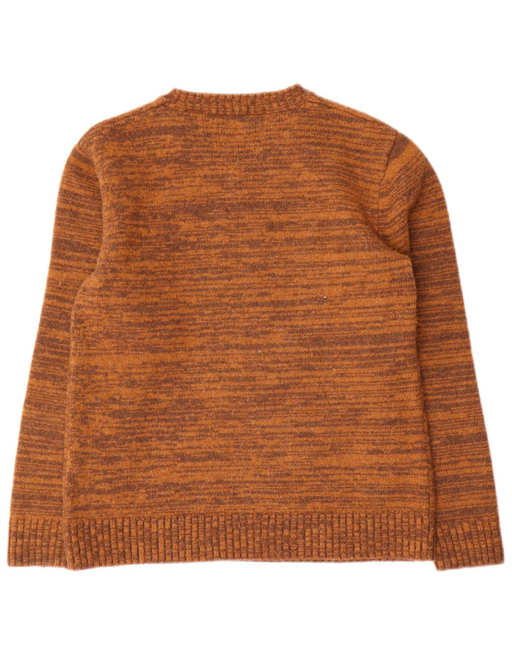 Damski sweter z okrągłym dekoltem Levi's UK 12 Średni brązowy wełniany nakrapiany