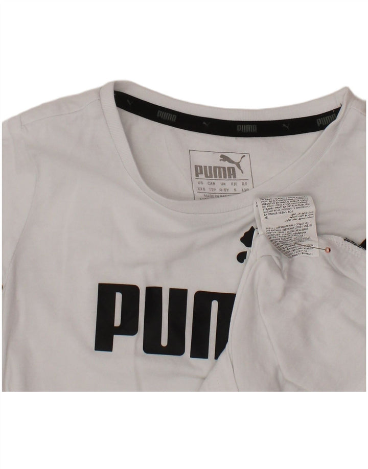 Chłopięcy T-shirt z grafiką PUMA, 4-5 lat, biała bawełna