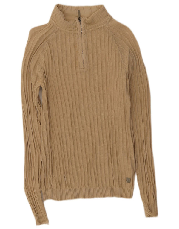 Damski sweter z zamkiem błyskawicznym Trussardi Jeans UK 16, duży, beżowy, bawełniany