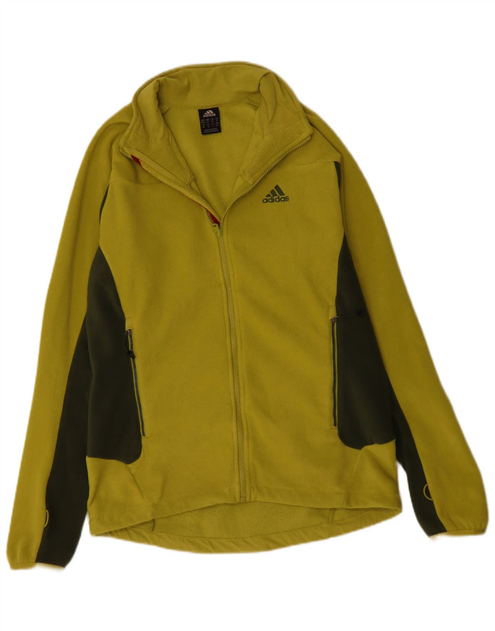 ADIDAS Mens Fleece Jacket UK 40/42 Medium Khaki Colourblock Polyester