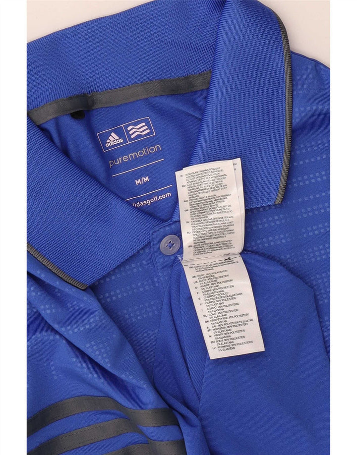 Męska koszulka polo Adidas w średnie niebieskie paski z poliestru