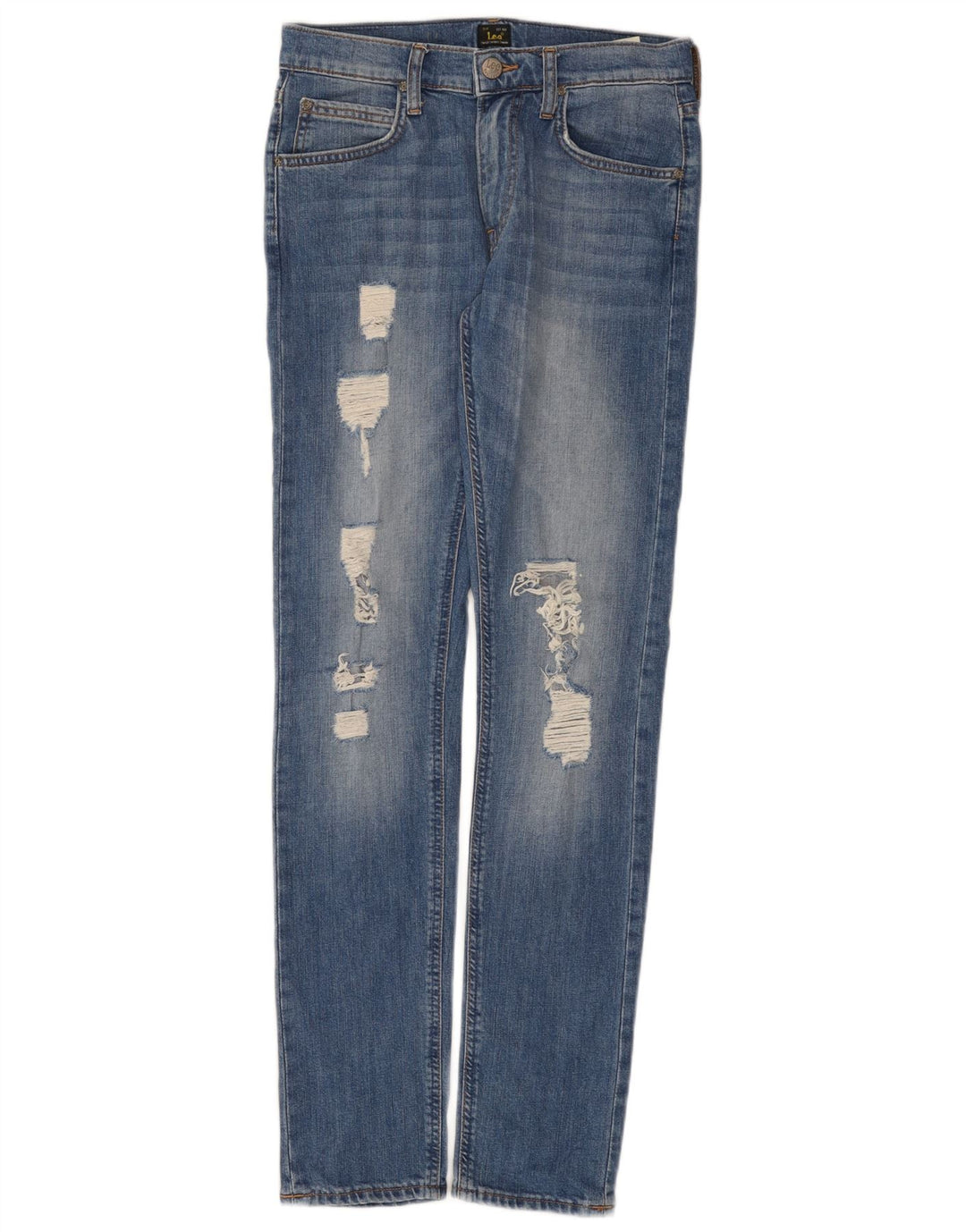 Damskie jeansy Lee Luke Distressed Slim W29 L32 Niebieskie bawełniane
