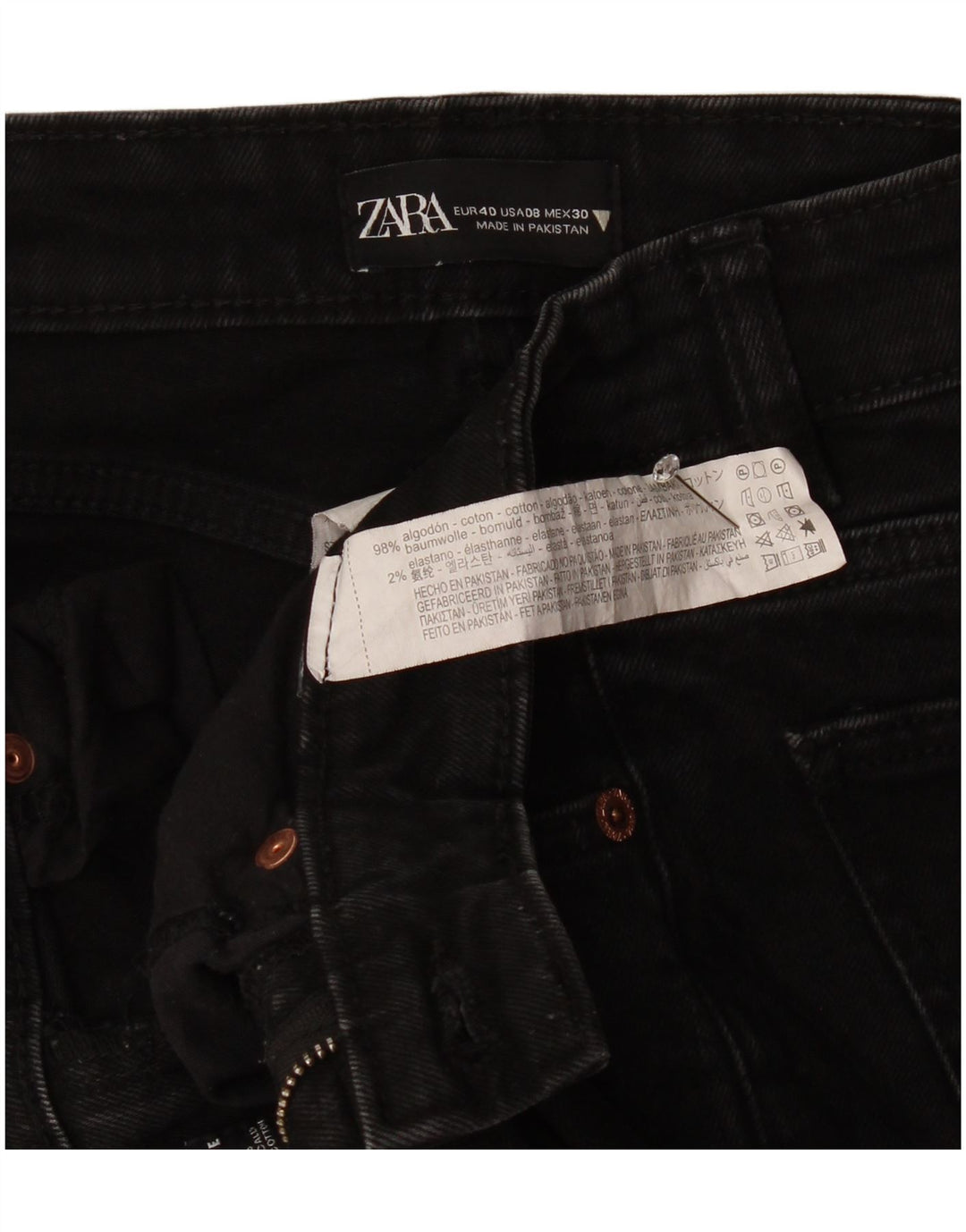 Dżinsy damskie Zara Cropped EU 40 Medium W30 L25 Czarna bawełna