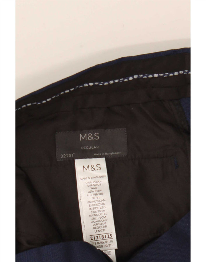 Marks & Spencer Męskie proste spodnie garniturowe W32 L31 Granatowy poliester