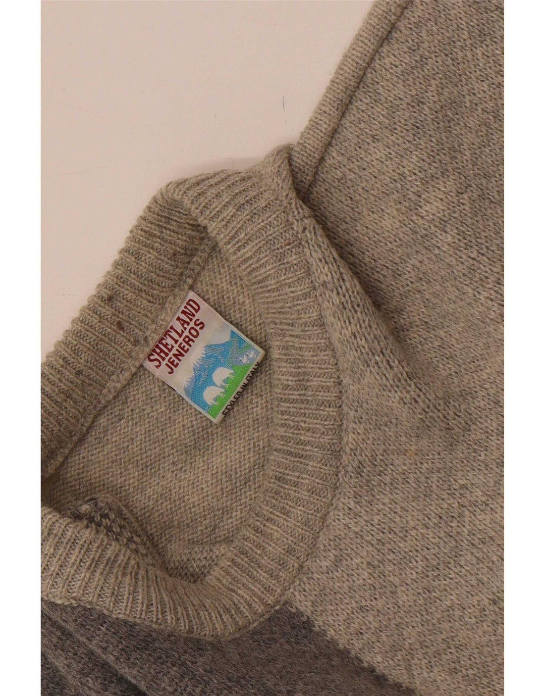 Męski sweter Shetland Jeneros z okrągłym dekoltem, średnioszary, geometryczny