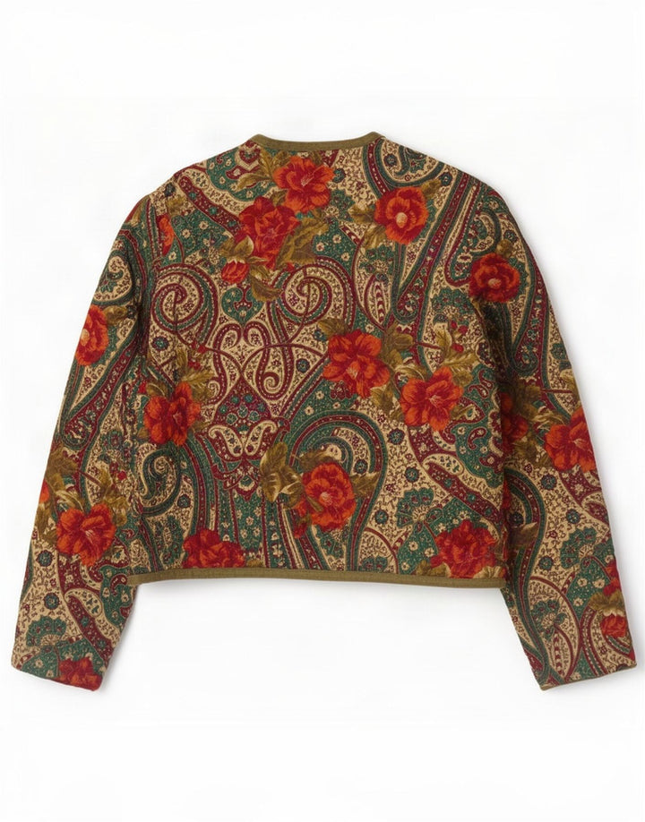 Damska kurtka bomberka w stylu vintage UK 14, średnia, wielokolorowa paisley