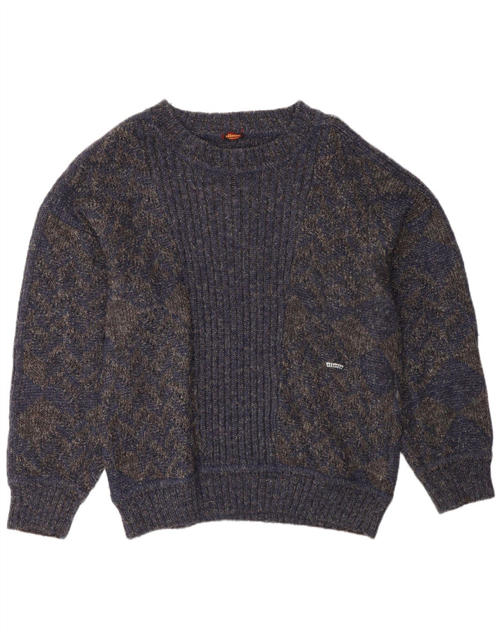 Męski sweter Ellesse z dekoltem w łódkę, średni granatowy wełniany