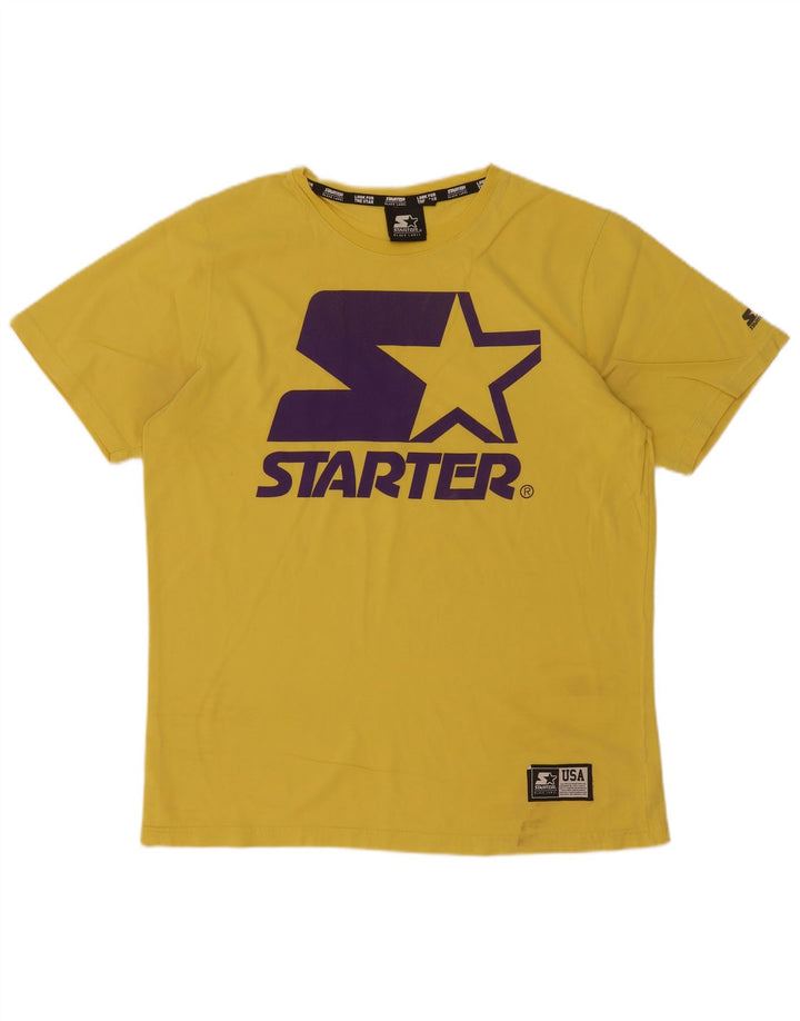 Starter Męski T-shirt z grafiką, duży, żółty, bawełniany