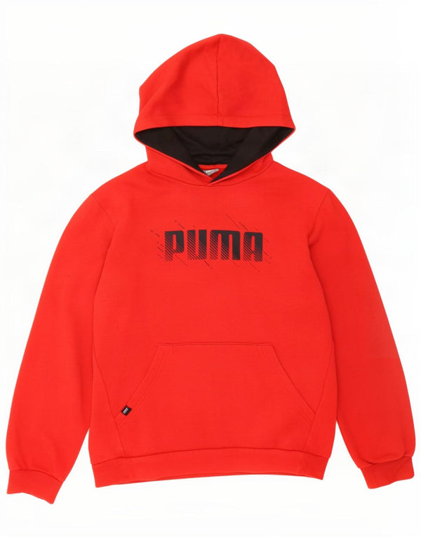 Dziewczęca bluza z kapturem Puma z grafiką 13-14 lat, czerwona bawełna