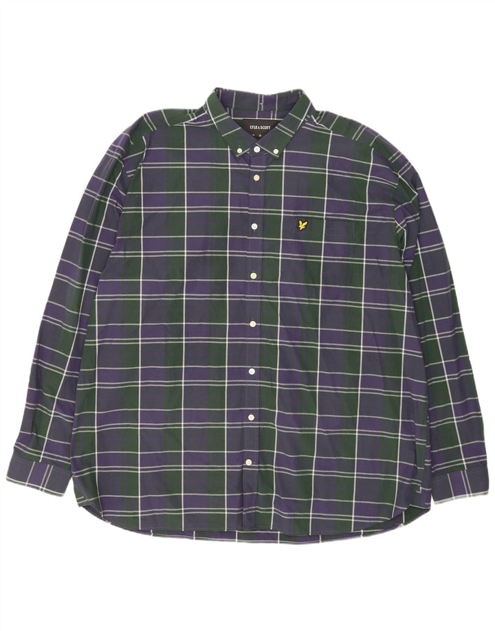 Koszula męska Lyle & Scott 3XL, bawełniana, granatowa w kratkę