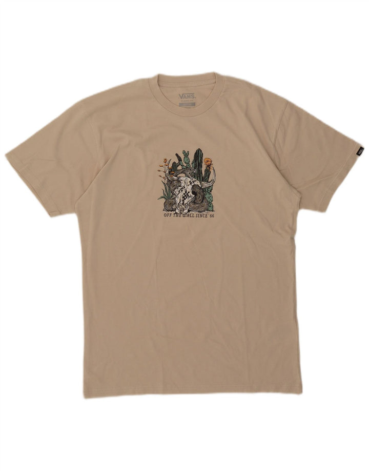 Męski T-shirt Vans o klasycznym kroju z grafiką, średnio beżowy, bawełniany