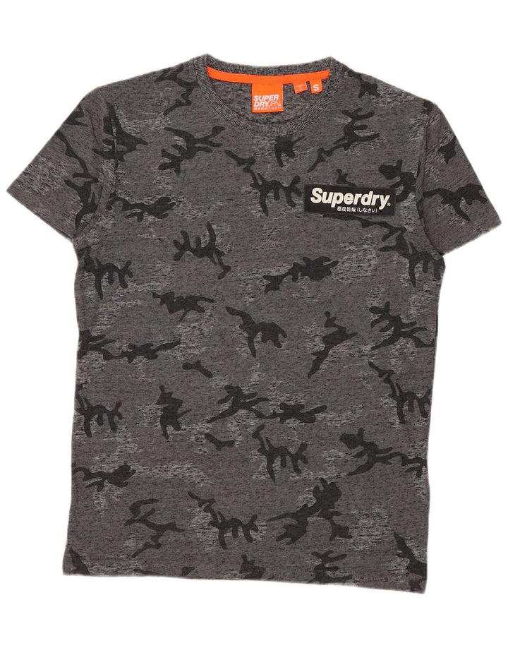T-shirt męski Superdry, mały, szary, bawełniany w kamuflaż