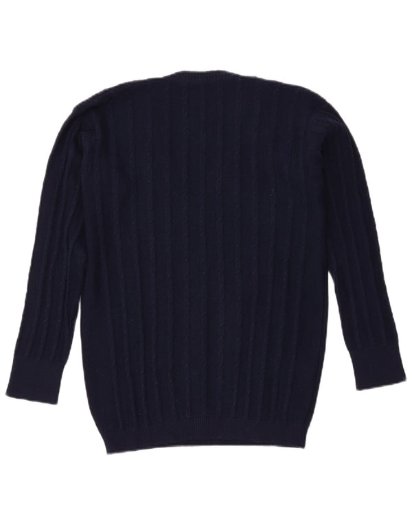 Sweter damski VINTAGE z dekoltem w kształcie litery V, UK 16, duży, granatowy