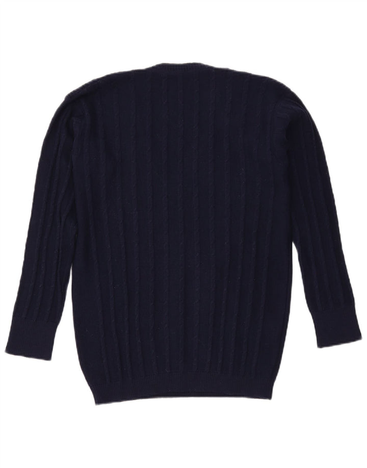 Sweter damski VINTAGE z dekoltem w kształcie litery V, UK 16, duży, granatowy