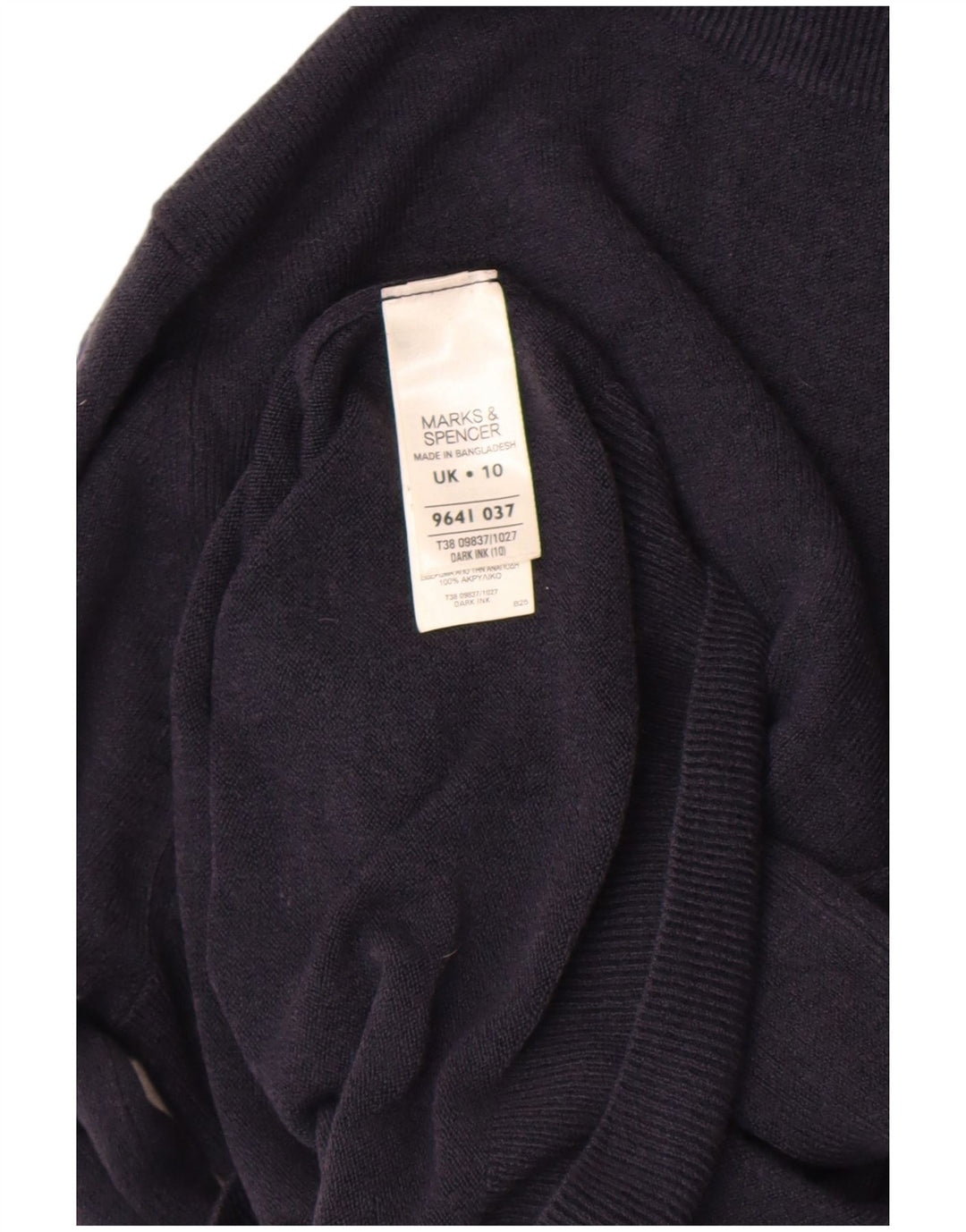 Marks & Spencer Damski sweter z golfem UK 10, mały, granatowy