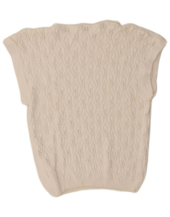Tank top damski w stylu vintage, kamizelka, UK 10, mały, biały