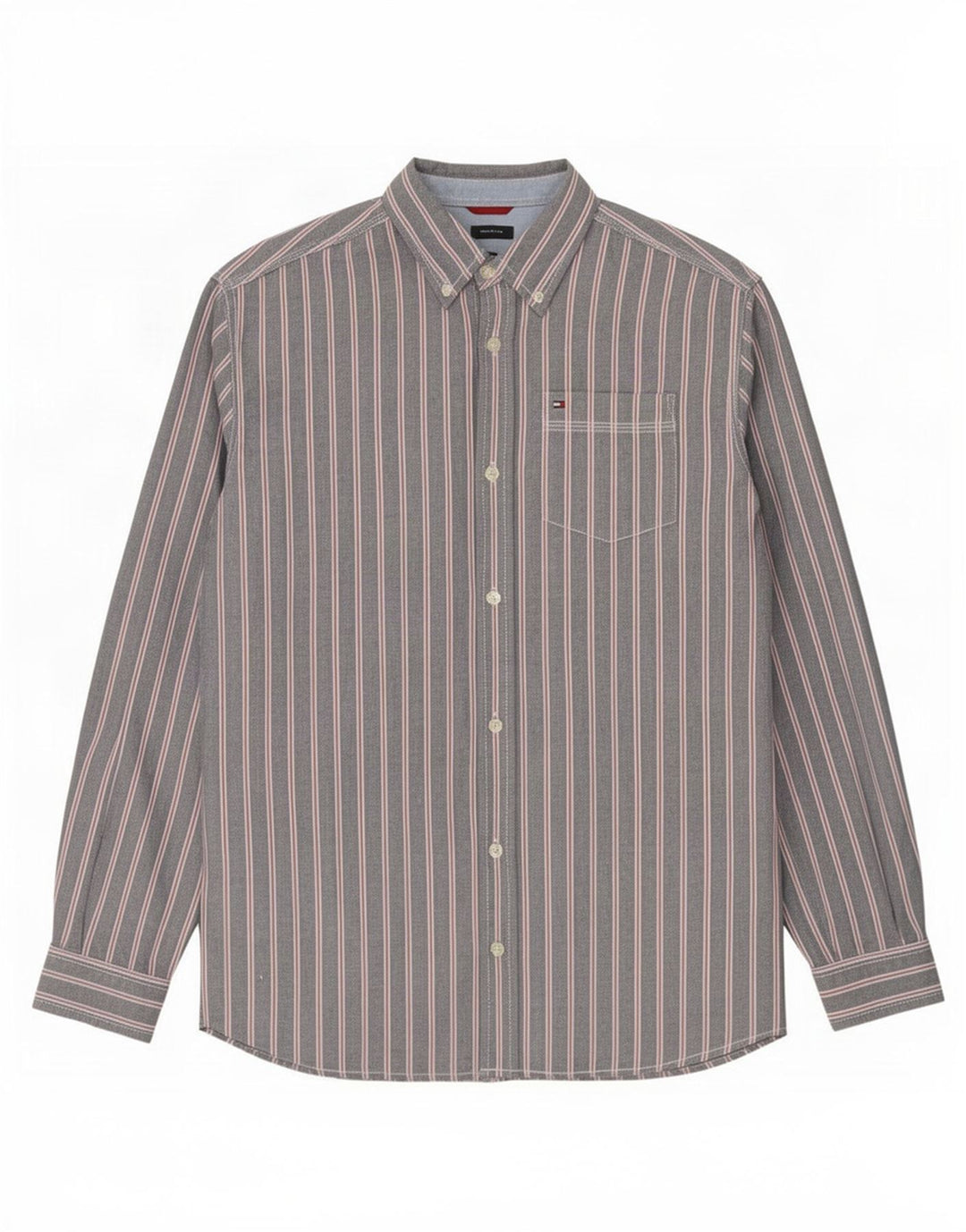 Koszula męska Tommy Hilfiger Średnioszara, bawełniana w prążki
