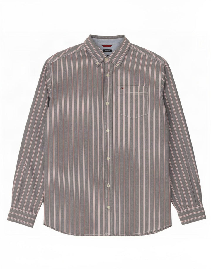 Koszula męska Tommy Hilfiger Średnioszara, bawełniana w prążki