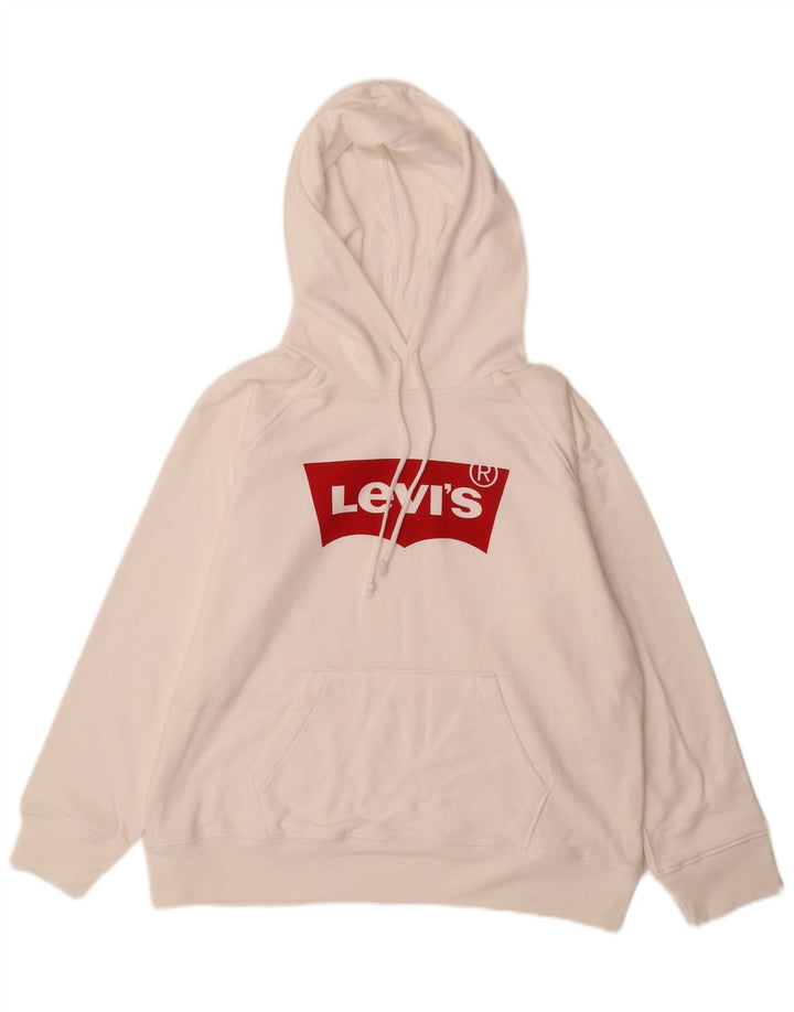 Męski sweter z kapturem Levi's z grafiką, średniej wielkości, biały, bawełniany