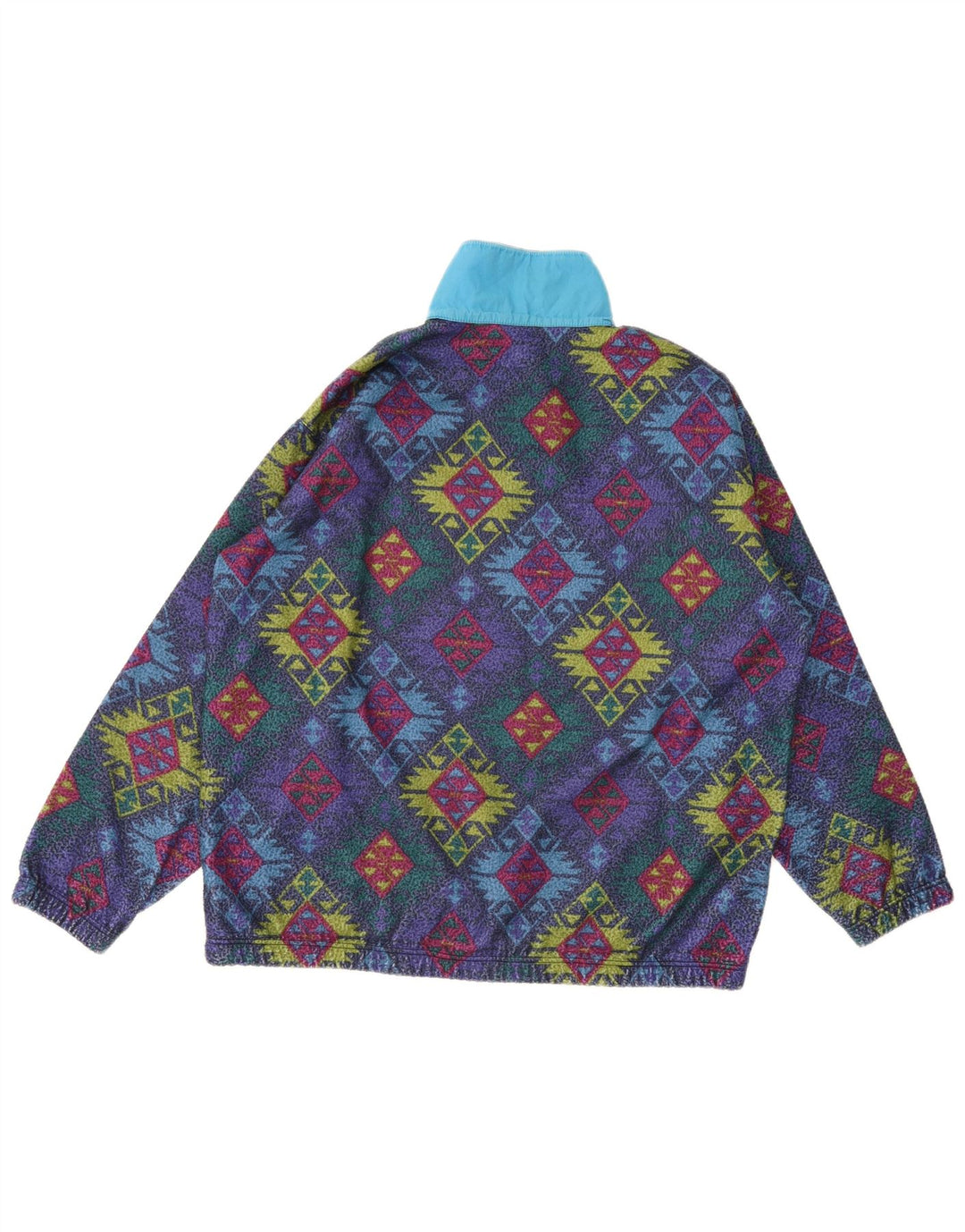 Męski sweter polarowy w stylu vintage, zapinany na guziki, XL, wielobarwny, geometryczny